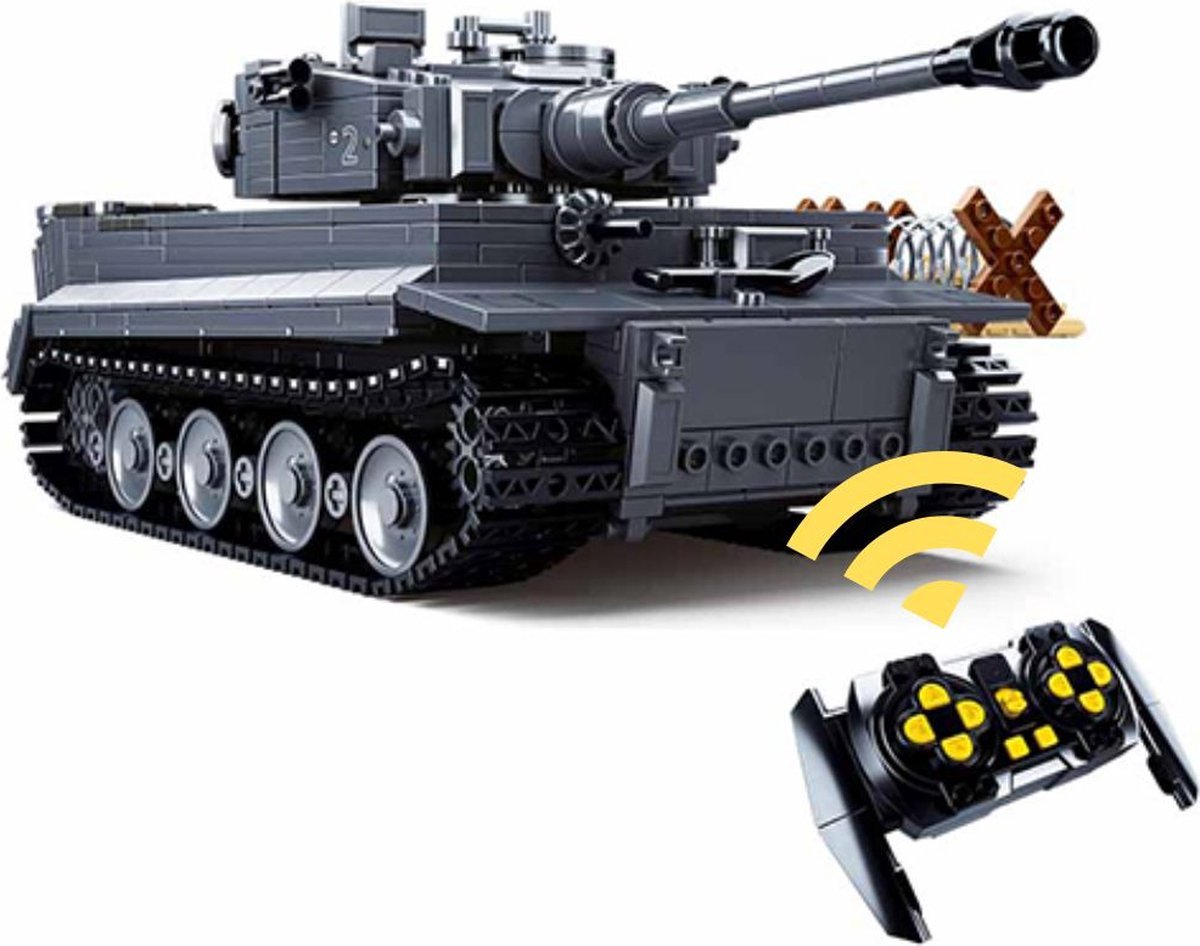   - M38-B0851 RC Tijger Tank bouwset | WW2 Army auto constructie modelbouw | Educatief militair & leger speelgoed bouwpakketten voor kinderen & volwassenen | Incl. Radiografisch bestuurbare remote | 814 bouwstenen